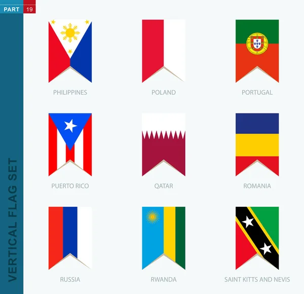 Set Bandiere Verticali Nove Vettori Icona Verticale Con Bandiera Filippine — Vettoriale Stock