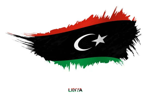 Flagge Libyens Grunge Stil Mit Welleneffekt Vektor Grunge Pinselstrich Flagge — Stockvektor