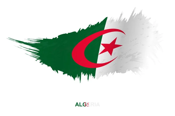 Grunge Tarzında Cezayir Bayrağı Sallama Efektiyle Vektör Grunge Fırça Darbesi — Stok Vektör