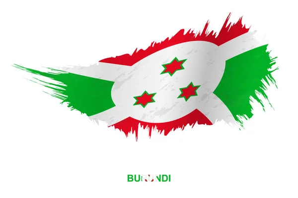 Burundi Bayrağı Dalga Etkisi Ile Grunge Tarzı Vektör Grunge Fırça — Stok Vektör