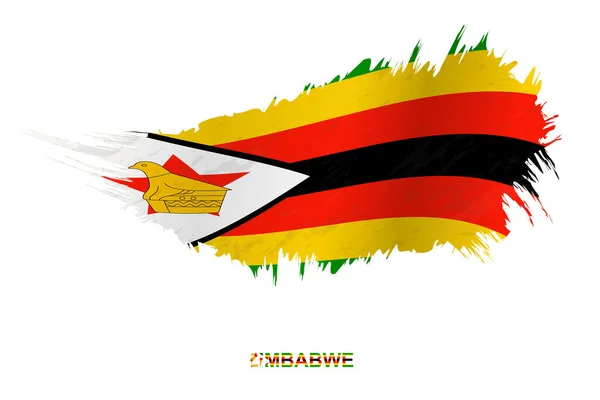 Drapeau Zimbabwe Dans Style Grunge Avec Effet Ondulation Drapeau Vectoriel — Image vectorielle