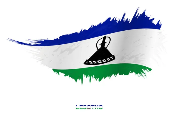Bandeira Lesoto Estilo Grunge Com Efeito Ondulante Bandeira Pincel Vetor — Vetor de Stock