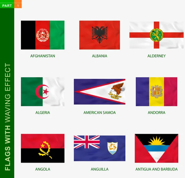 Набор Флага Эффектом Размахивания Национальный Флаг Текстурой Векторный Флаг Афганистана — стоковый вектор