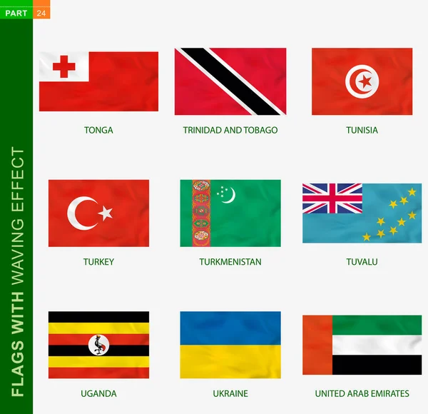 Набор Флага Эффектом Размахивания Национальный Флаг Текстурой Векторный Флаг Тонга — стоковый вектор