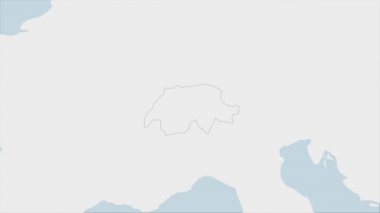 İsviçre haritasında İsviçre bayrağı renkleri ve ülke başkenti Bern 'in broşu ve komşu Avrupa ülkeleriyle haritası vurgulandı.