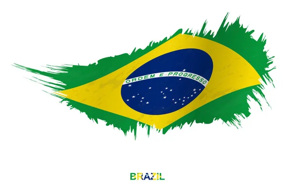 Bandera Brasil Estilo Grunge Con Efecto Ondulante Vector Grunge Brush — Archivo Imágenes Vectoriales