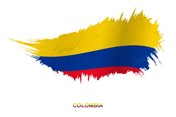 Flag Colombia Grunge Style Waving Effect Vector Grunge Brush Stroke — Stock Vector