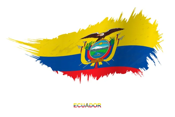 Ekvádorská Vlajka Stylu Grunge Vlnivým Efektem Vektorová Vlajka Grunge Tahu — Stockový vektor