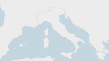 İtalya haritası İtalya 'da vurgulandı: Ülkenin başkenti Roma' nın bayrak ve broşu, komşu Avrupa ülkeleriyle harita. 