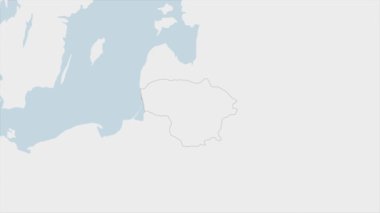 Litvanya haritasında Litvanya bayrağı renkleri ve ülke başkenti Vilnius 'un broşu vurgulandı, komşu Avrupa ülkeleriyle harita.