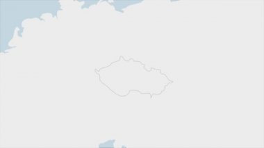 Çek Cumhuriyeti haritasında Çek Cumhuriyeti bayrağı renkleri ve ülke başkenti Prag 'ın broşu ve komşu Avrupa ülkeleriyle haritası vurgulandı.