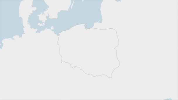 Mapa Polônia Destacado Nas Cores Bandeira Polônia Pino Capital País — Vídeo de Stock