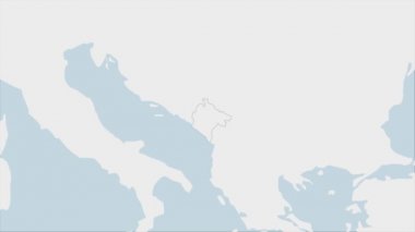 Karadağ haritasında Karadağ 'ın bayrak renkleri ve ülke başkenti Podgorica' nın iğnesi ve komşu Avrupa ülkeleriyle haritası vurgulandı. 