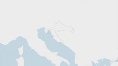 Hırvatistan haritasında Hırvatistan 'ın bayrak renkleri ve ülke başkenti Zagreb' in iğnesi ve komşu Avrupa ülkeleriyle haritası vurgulandı. 