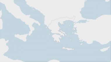 Yunanistan haritasında Yunanistan 'da renkler ve ülke başkenti Atina' nın broşu vurgulandı, komşu Avrupa ülkeleriyle harita.