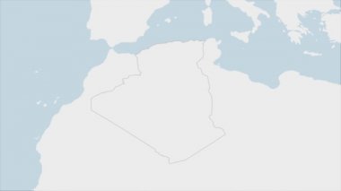 Cezayir haritası Cezayir bayrak renkleriyle vurgulandı ve ülke başkenti Cezayir 'in pimi, komşu Afrika ülkeleriyle harita.