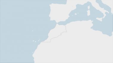 Fas haritası Fas bayrağı renkleri ve ülke başkenti Rabat 'ın iğnesi ile vurgulandı, komşu Avrupa ülkeleriyle harita.