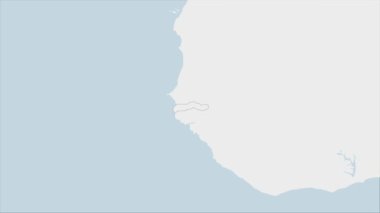 Gambiya haritası Gambiya bayrak renkleri ve ülke başkenti Banjul 'un iğnesi ile vurgulandı, komşu Afrika ülkeleriyle harita.