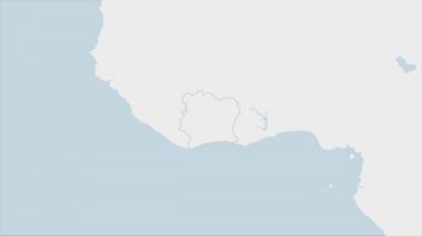 Fildişi Sahil haritası Fildişi Sahili bayrak renkleriyle vurgulandı ve ülke başkenti Yamoussoukro 'nun broşu, komşu Afrika ülkeleriyle haritası.