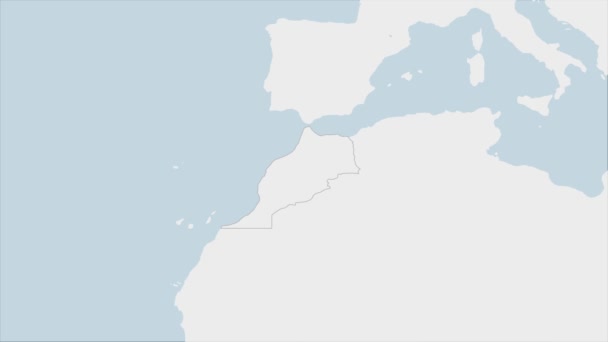 Fas Haritası Fas Bayrağı Renkleri Ülke Başkenti Rabat Iğnesi Ile — Stok video