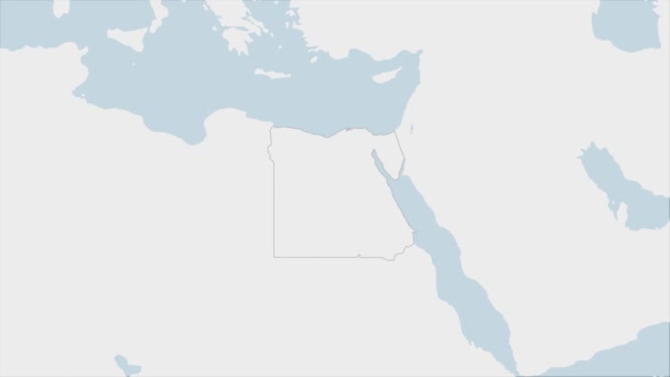 Peta Mesir Menyoroti Warna Warna Bendera Mesir Dan Pin Ibukota — Stok Video