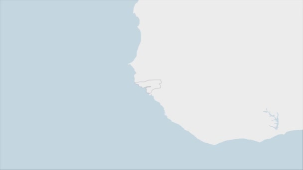 ギニアビサウ地図ギニアビサウの旗の色と国の首都ビサウのピンで強調表示されます — ストック動画