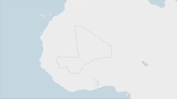 マリの地図マリの旗の色と国の首都バマコのピンで強調表示されます 近隣アフリカ諸国との地図 — ストック動画