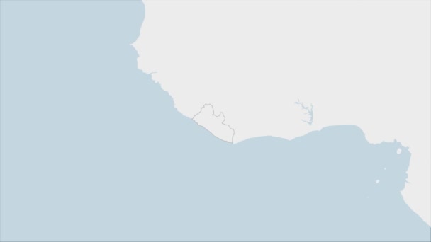 リベリア地図リベリアで強調表示された色と国の首都のピンMonrovia 周辺アフリカ諸国との地図 — ストック動画