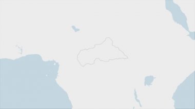 Orta Afrika Cumhuriyeti haritası, komşu Afrika ülkeleriyle haritası CAR bayrak renkleri ve ülke başkenti Bangui 'nin broşu ile vurgulandı.