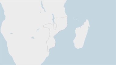 Mozambik haritası Mozambik bayrak renkleri ve komşu Afrika ülkelerinin haritası olan ülke başkenti Maputo 'nun broşu ile vurgulandı.
