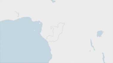 Kongo haritası Kongo bayrağı renkleri ve ülke başkenti Kinşasa 'nın iğnesi ile vurgulandı, komşu Afrika ülkeleriyle harita.