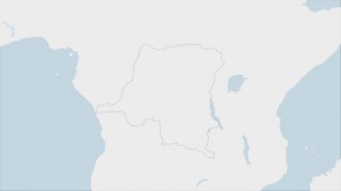 DR Kongo haritası, komşu Afrika ülkelerinin haritası olan DR Kongo bayrak renkleri ve ülke başkenti Kinşasa 'nın iğnesiyle vurgulandı.