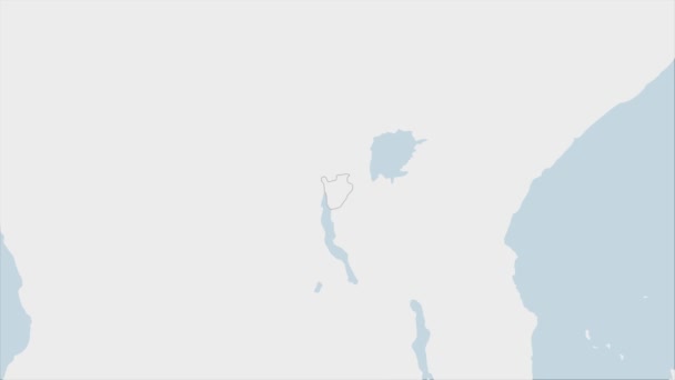 ブルンジ地図ブルンジの旗の色と首都ギジェガのピンで強調表示され 近隣のアフリカ諸国との地図 — ストック動画