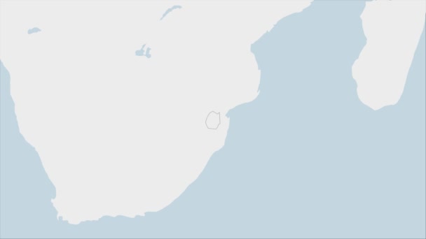 スワジランド地図エスワティニの旗の色と国の首都のピンで強調表示されます — ストック動画