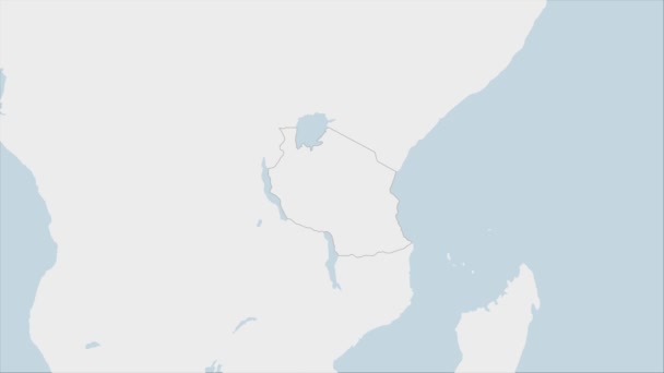 タンザニア地図タンザニアの国旗の色と首都ドーマのピンで強調表示 近隣アフリカ諸国との地図 — ストック動画