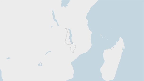 Mapa Malawi Destaque Nas Cores Bandeira Malawi Pino Capital País — Vídeo de Stock