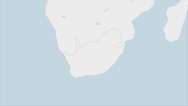 南アフリカ共和国地図南アフリカ共和国の国旗の色と首都プレトリアのピンで強調表示されます — ストック動画