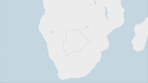 Botswana Karte Hervorgehoben Botswana Flaggenfarben Und Stecknadel Der Hauptstadt Gaborone — Stockvideo