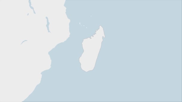 マダガスカル地図マダガスカルの旗の色と国の首都アンタナナリボのピンで強調表示されます — ストック動画