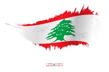 Lebanon bayrağı grunge stili dalga etkisi, vektör grunge fırça darbesi bayrağı.