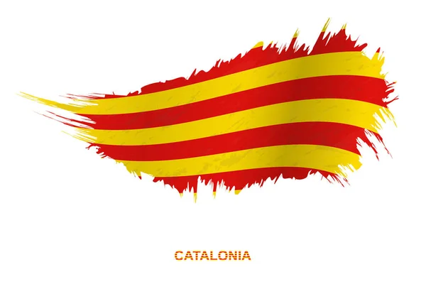 Flag Catalonia Grunge Style Waving Effect Vector Grunge Brush Stroke — Stock Vector