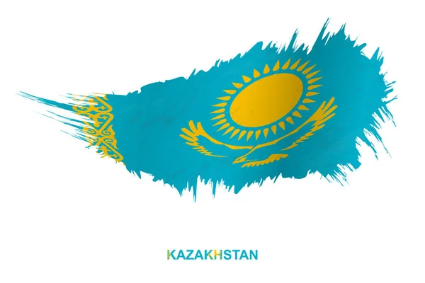 カザフスタンの旗のグランジスタイルで手を振って効果 ベクトルグランジブラシストロークフラグ — ストックベクタ