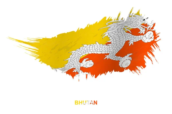 Bandeira Butão Estilo Grunge Com Efeito Ondulante Bandeira Pincel Vetor — Vetor de Stock