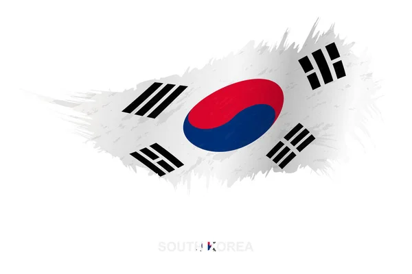 Güney Kore Bayrağı Grunge Stili Sallama Efektiyle Vektör Grunge Fırça — Stok Vektör