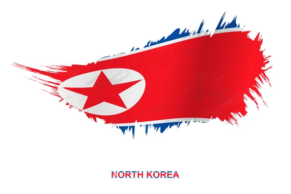 Kuzey Kore Bayrağı Grunge Stili Sallama Efektiyle Vektör Grunge Fırça — Stok Vektör