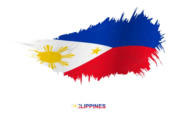 Flaga Filipin Stylu Grunge Efektem Machania Wektor Grunge Pędzlem Flaga — Wektor stockowy