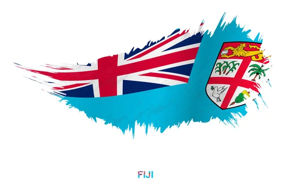 Bandera Fiji Estilo Grunge Con Efecto Ondulante Vector Grunge Brush — Archivo Imágenes Vectoriales