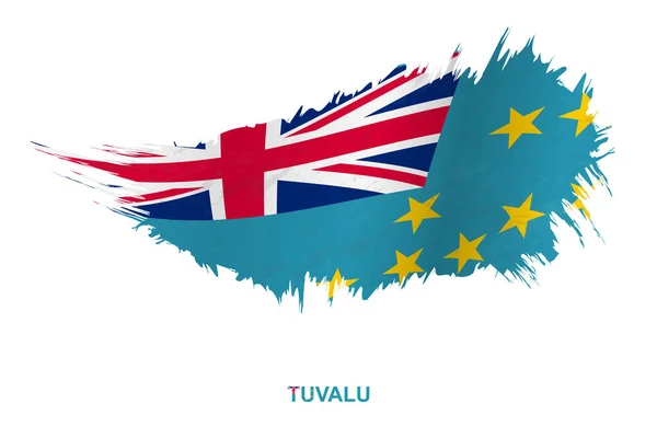 Flaga Tuvalu Stylu Grunge Efektem Machania Wektor Grunge Flaga Pociągnięcia — Wektor stockowy