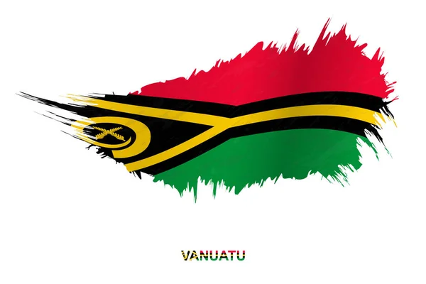 Vlajka Vanuatu Grunge Stylu Vlnivým Efektem Vektorové Grunge Tahu Štětcem — Stockový vektor