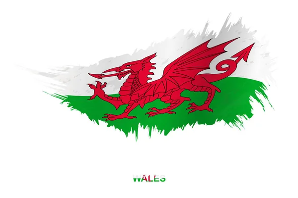 Vlag Van Wales Grunge Stijl Met Golvend Effect Vector Grunge — Stockvector